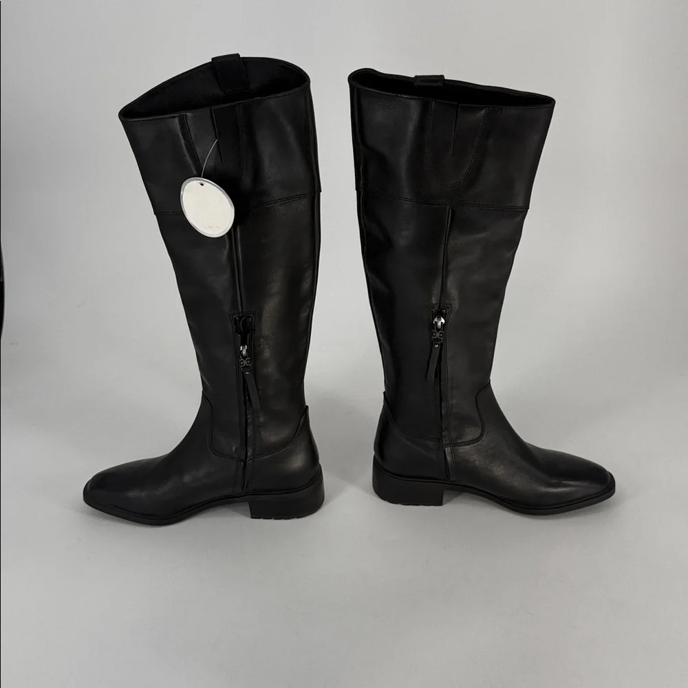 Sam Edelman Drina Tall Shaft Boots Black Women Zip, Square Toe Sz 7